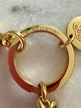 Gold-tone Pink Enamel Link Bracelet